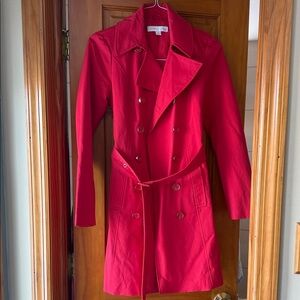 New York & Company Vibrant Red Trench Coat